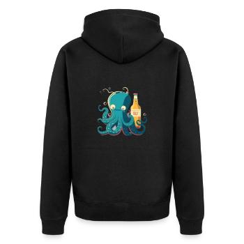 Funny squid with beer - Unisex Premium Organic Zip Hoodie - black - Back - Nico (187cm)