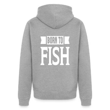 Born To Fish - Unisex Premium Bio Zip Hoodie - Grau meliert - Hinten - Nico (187cm)