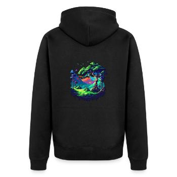 Pixel Odyssey - Unisex Premium Organic Zip Hoodie - black - Back - Nico (187cm)