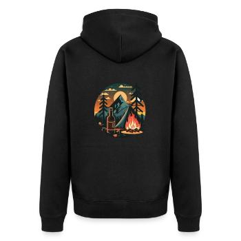 Camping with beer and campfire in nature. - Unisex Premium Organic Zip Hoodie - black - Back - Nico (187cm)