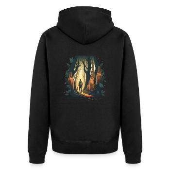 Hikers in the forest full of beer - Unisex Premium Organic Zip Hoodie - black - Back - Nico (187cm)