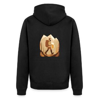 Wanderung mit Bier. Motiv für Outdoor Fans - Unisex Premium Bio Zip Hoodie - Schwarz - Hinten - Nico (187cm)