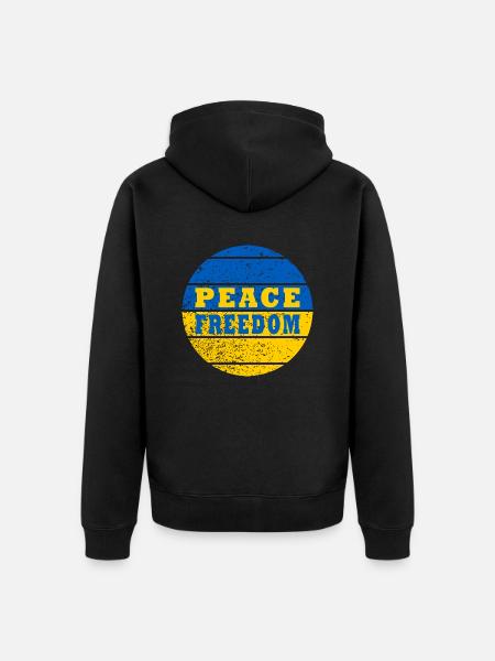 Frieden Freiheit Ukraine - Unisex Premium Bio Zip Hoodie - Schwarz