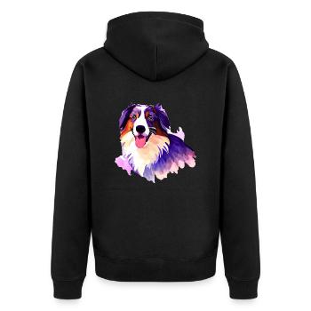 Hunde Hund Australischer Schäferhund Hundehalter - Unisex Premium Bio Zip Hoodie - Schwarz - Hinten - Nico (187cm)