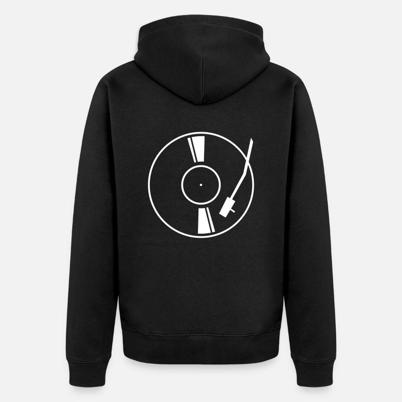 Disque vinyle blanc - Veste à capuche bio Premium Unisexe - noir