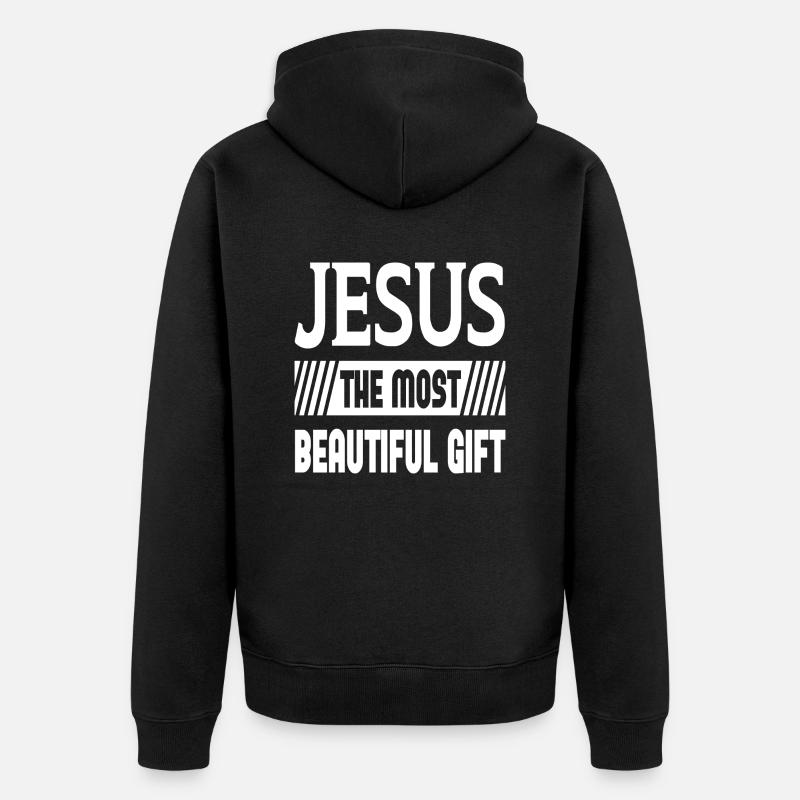 Jésus le plus beau cadeau - Veste à capuche bio Premium Unisexe - noir