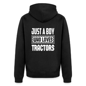 Just A Boy Who loves Tractors - Unisex Premium Bio Zip Hoodie - Schwarz - Hinten - Nico (187cm)