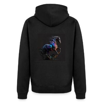 Feuriges Pferd Nr. 14 - Unisex Premium Bio Zip Hoodie - Schwarz - Hinten - Nico (187cm)