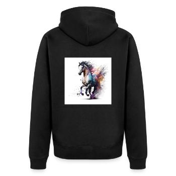 Cheval fougueux n°4 - Veste à capuche bio Premium Unisexe - noir - Dos - Nico (187cm)