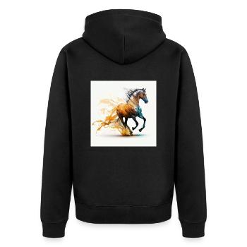 Feuriges Pferd Nr. 3 - Unisex Premium Bio Zip Hoodie - Schwarz - Hinten - Nico (187cm)