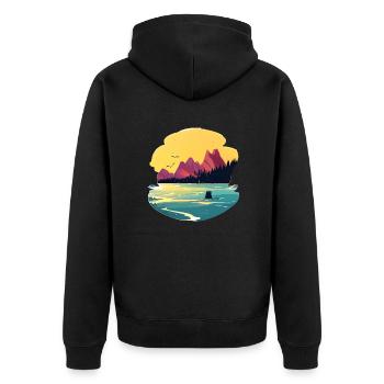Germany nature 2 - Unisex Premium Organic Zip Hoodie - black - Back - Nico (187cm)