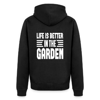 La vie est meilleure dans le jardin - Veste à capuche bio Premium Unisexe - noir - Dos - Nico (187cm)