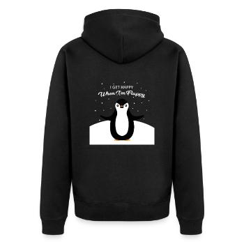 I get happy when I m flappy - Unisex Premium Organic Zip Hoodie - black - Back - Nico (187cm)