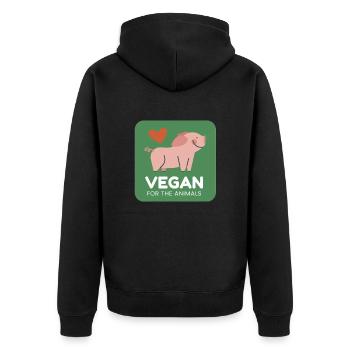 Vegan for animals - Unisex Premium Organic Zip Hoodie - black - Back - Nico (187cm)