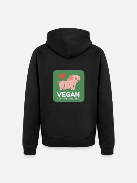 Vegan for animals - Unisex Premium Organic Zip Hoodie - black