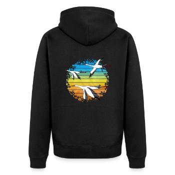 Störche - Unisex Premium Bio Zip Hoodie - Schwarz - Hinten - Nico (187cm)