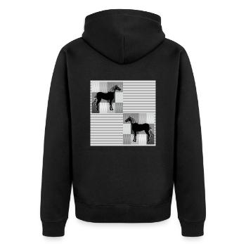 Pferd - Unisex Premium Bio Zip Hoodie - Schwarz - Hinten - Nico (187cm)
