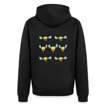 Bienen - Unisex Premium Bio Zip Hoodie - Schwarz - Hinten - Nico (187cm)