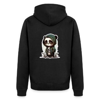 Teenagepanda mit Hoodie - Unisex Premium Bio Zip Hoodie - Schwarz - Hinten - Nico (187cm)