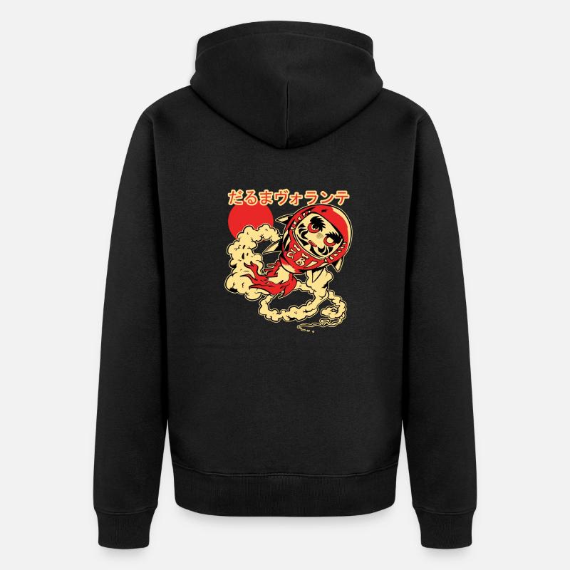 Poupée Daruma Volante - Veste à capuche bio Premium Unisexe - noir