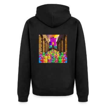 Haribbo Castle Gummibären Burg - Unisex Premium Bio Zip Hoodie - Schwarz - Hinten - Nico (187cm)