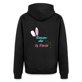 "Team La Mariée Lapin" - Pour un mariage adorable - Veste à capuche bio Premium Unisexe - noir - Dos - Nico (187cm)