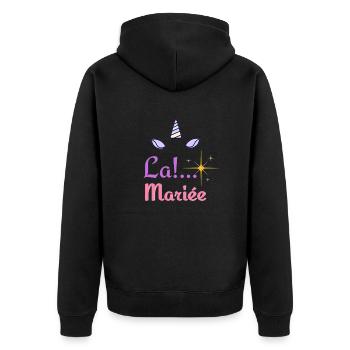 "La Mariée licorne" - Pour un mariage inoubliable - Veste à capuche bio Premium Unisexe - noir - Dos - Nico (187cm)