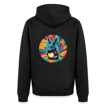 Psychedelic Easter Bunny - Unisex Premium Organic Zip Hoodie - black - Back - Nico (187cm)
