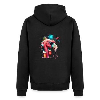 Bier Flamingo mit Party Hut - Unisex Premium Bio Zip Hoodie - Schwarz - Hinten - Nico (187cm)