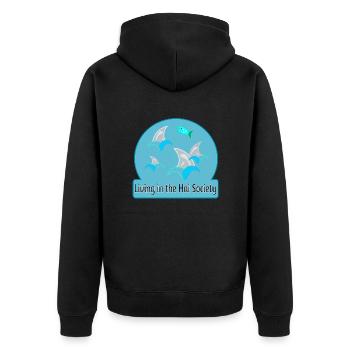 Living in the hai society - Unisex Premium Bio Zip Hoodie - Schwarz - Hinten - Nico (187cm)