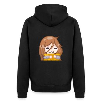PillowG1rl Emote mit orangenem Kissen - Unisex Premium Bio Zip Hoodie - Schwarz - Hinten - Nico (187cm)