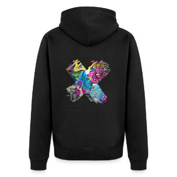 Graffiti-Stil Splash Hip Hop Farben Maler Farbe - Unisex Premium Bio Zip Hoodie - Schwarz - Hinten - Nico (187cm)