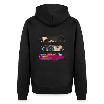 Graffiti-Stil Splash Hip Hop Farben Maler Farbe - Unisex Premium Bio Zip Hoodie - Schwarz - Hinten - Nico (187cm)