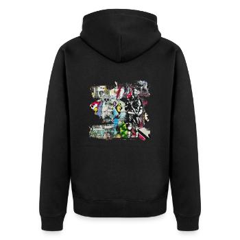 Graffiti-Stil Splash Hip Hop Farben Maler Farbe - Unisex Premium Bio Zip Hoodie - Schwarz - Hinten - Nico (187cm)