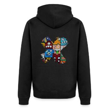 Graffiti-Stil Splash Hip Hop Farben Maler Farbe - Unisex Premium Bio Zip Hoodie - Schwarz - Hinten - Nico (187cm)