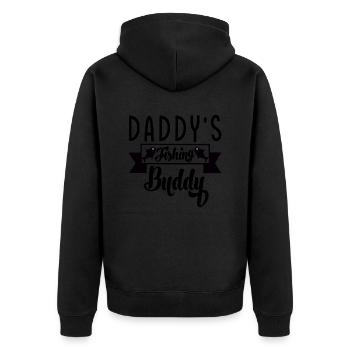 Daddy´s Fishing Buddy - Unisex Premium Bio Zip Hoodie - Schwarz - Hinten - Nico (187cm)