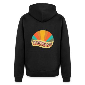 rétro-féminisme - Veste à capuche bio Premium Unisexe - noir - Dos - Nico (187cm)