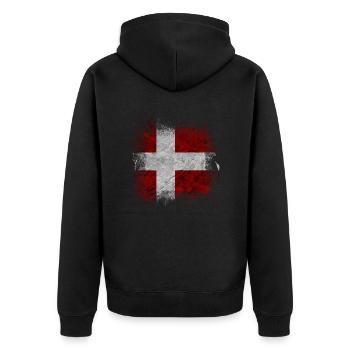 Dänemark Kopenhagen Dänisch Skandinavien Flagge Dansk - Unisex Premium Bio Zip Hoodie - Schwarz - Hinten - Nico (187cm)