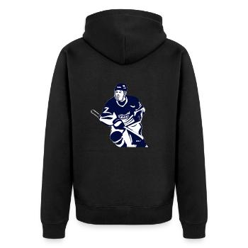 Eishockeyspieler Eishockey Hockeyfan Eishockeyteam - Unisex Premium Bio Zip Hoodie - Schwarz - Hinten - Nico (187cm)