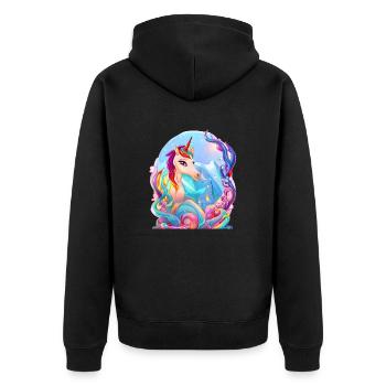 Unicorn Fabeltier Mädchen Einhorn Einhörner - Unisex Premium Bio Zip Hoodie - Schwarz - Hinten - Nico (187cm)