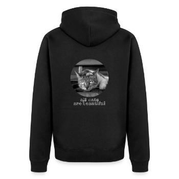 All cats are beautiful - Unisex Premium Organic Zip Hoodie - black - Back - Nico (187cm)