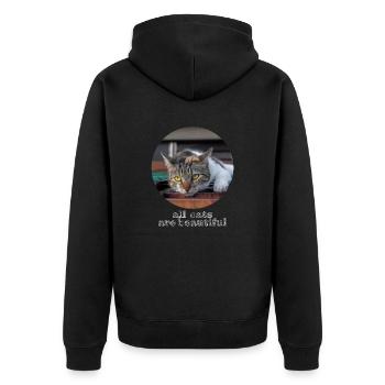 All cats are beautiful - Unisex Premium Organic Zip Hoodie - black - Back - Nico (187cm)