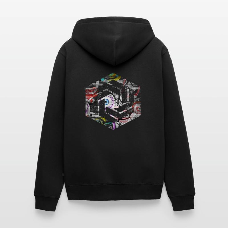 Codage géométrique du programmeur de programmation hexagonale Veste à capuche bio Premium Unisexe