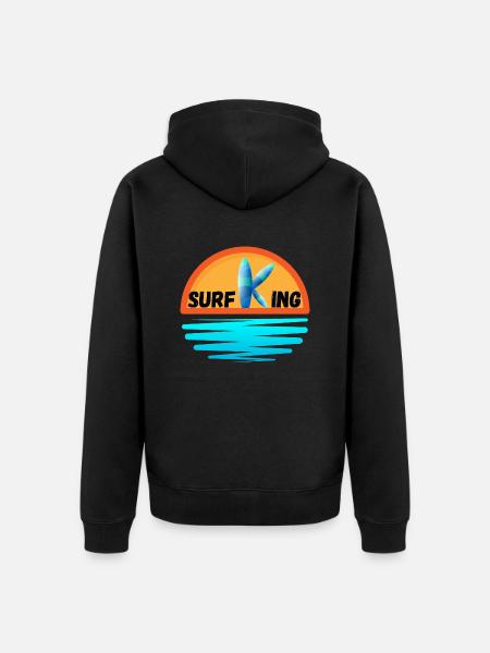 Surfender König - Unisex Premium Bio Zip Hoodie - Schwarz