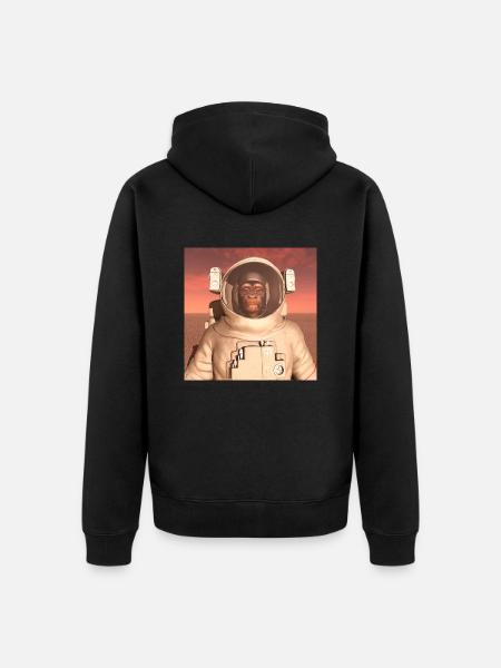 Chimpanzee in spacesuit on Mars - Unisex Premium Organic Zip Hoodie - black