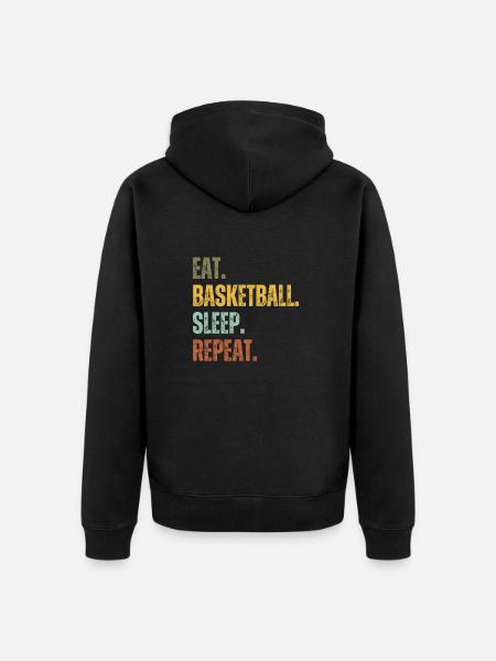 EAT BASKETBALL SLEEP REPEAT - Unisex Premium Organic Zip Hoodie - black