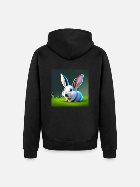 Rabbit with Big Ears - Unisex Premium Organic Zip Hoodie - black