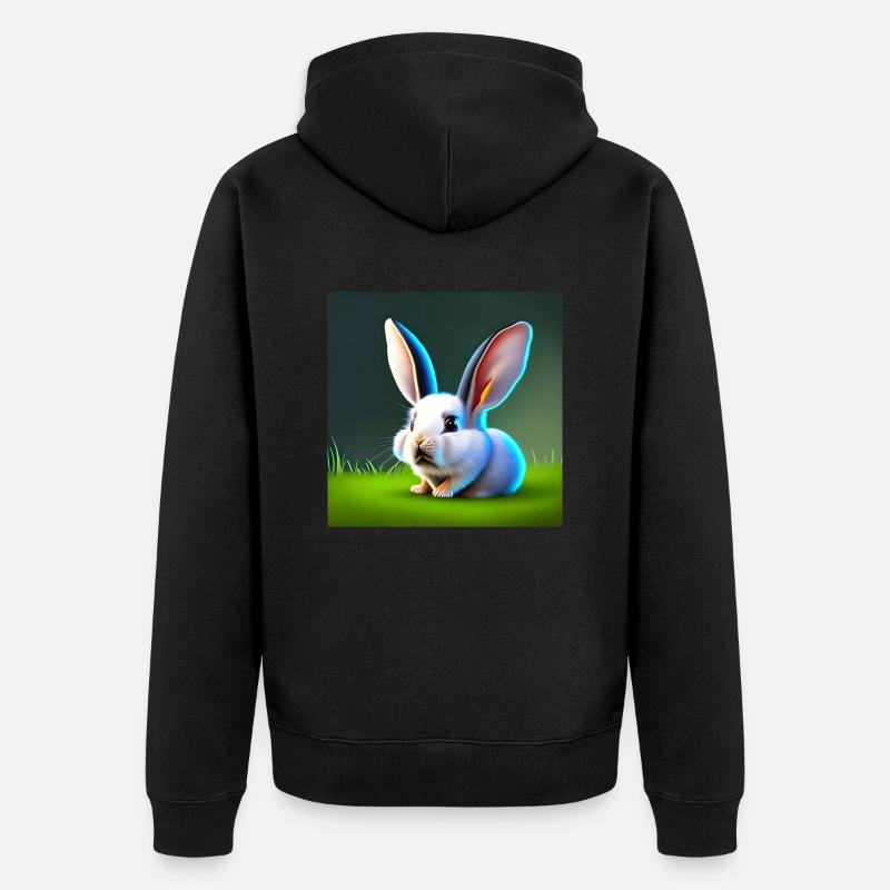 Lapin aux grandes oreilles - Veste à capuche bio Premium Unisexe - noir