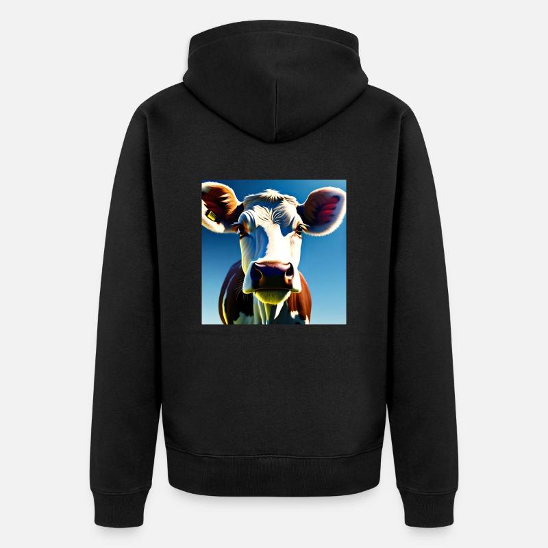 Vache brune et blanche - Veste à capuche bio Premium Unisexe - noir