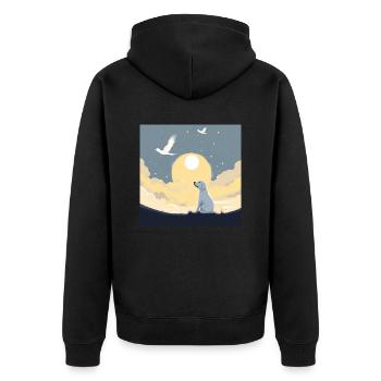 Hund im Himmel - Vierbeiner verlässt die Welt - Unisex Premium Bio Zip Hoodie - Schwarz - Hinten - Nico (187cm)